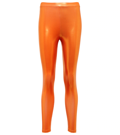 Shop Alessandra Rich Lamé Jersey Leggings In Orange