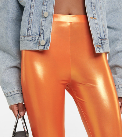 Shop Alessandra Rich Lamé Jersey Leggings In Orange