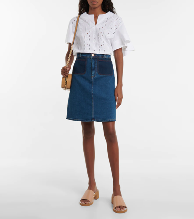 Shop See By Chloé Denim Miniskirt In Paloma Blue
