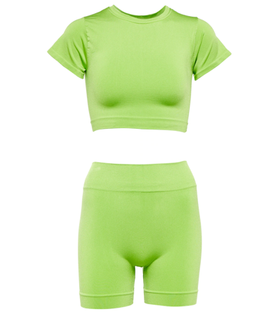 Shop Prism Mindful Crop Top And Composed Shorts Set In Green