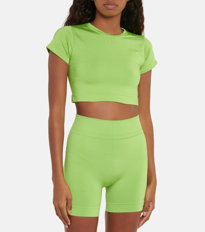 Shop Prism Mindful Crop Top And Composed Shorts Set In Green
