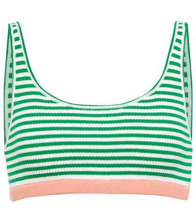 Shop The Upside Tropez Rory Cotton-blend Sports Bra In Apple Green/white