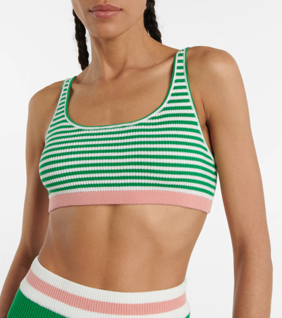 Shop The Upside Tropez Rory Cotton-blend Sports Bra In Apple Green/white