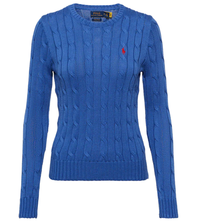 Shop Polo Ralph Lauren Cable-knit Cotton Sweater In Liberty Blue