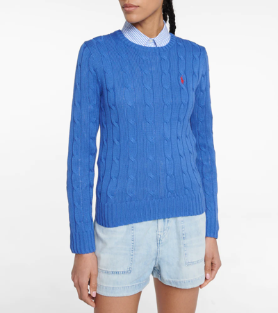 Shop Polo Ralph Lauren Cable-knit Cotton Sweater In Liberty Blue