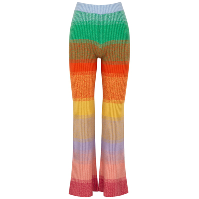 Shop The Elder Statesman Morph Canyon Striped Cashmere Trousers In Multicoloured