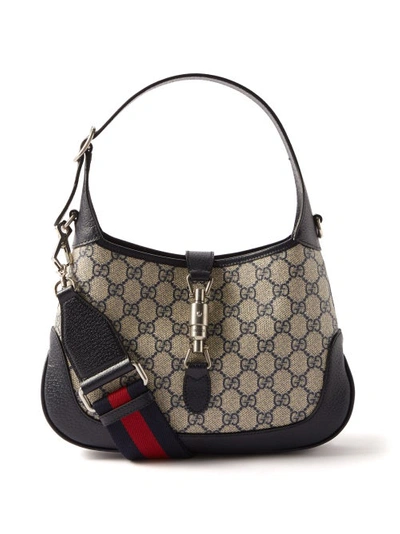 Gucci Jackie 1961 Small Leather-trimmed Printed Coated-canvas Shoulder Bag - Blue - One Size