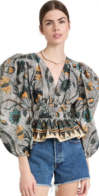 Ulla Johnson Shira Floral-print Blouse In Portofino