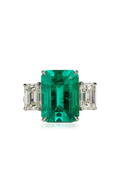 Shop Maria Jose Jewelry Platinum Emerald; Diamond Ring In Green
