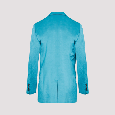 Shop Tom Ford Lustruous Viscose Linen Jacket In Blue