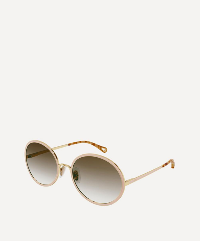 Shop Chloé Oversized Round Sunglasses In Gold
