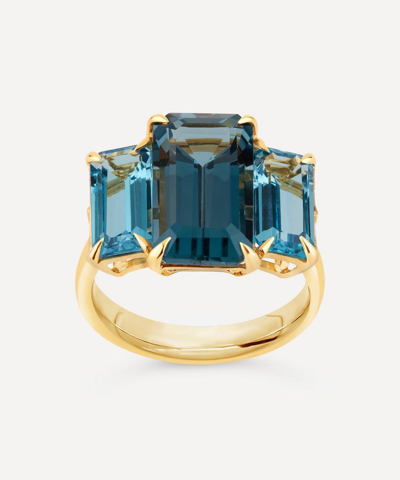 Dinny Hall Gold Plated Vermeil Silver Trinny Trilogy Blue Topaz Ring In Gold