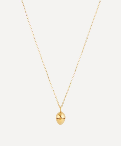 Shop Dinny Hall Gold Plated Vermeil Silver Egg Locket With Clover Charm Necklace