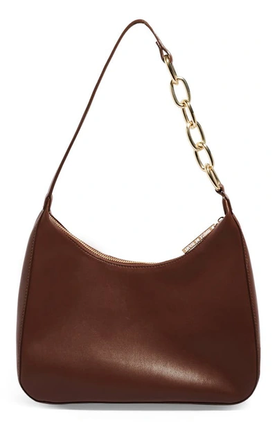 Shop House Of Want Newbie Vegan Leather Shoulder Bag In Dark Brown