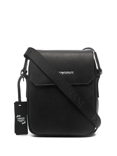 Shop Emporio Armani Men's Black Polyester Messenger Bag