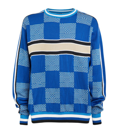 Shop Ahluwalia Checkerboard Sweater In Blue