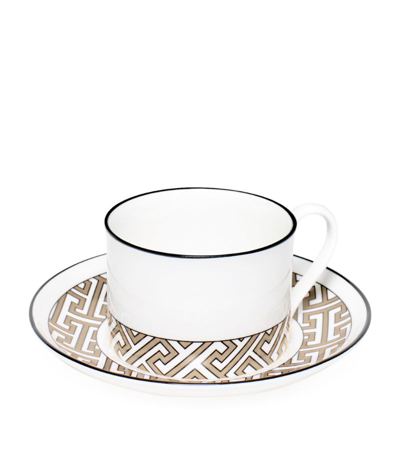 Shop O.w.london Maze Teacup And Saucer In Nude