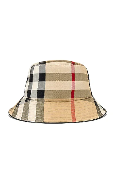 Shop Burberry Check Bucket Hat In Archive Beige