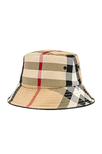 Shop Burberry Check Bucket Hat In Archive Beige