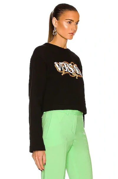 Shop Versace Logo Chain Sweatshirt In Nero