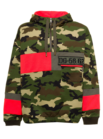 Shop Dolce & Gabbana Man's Camouflage Cotton Hoodie In Multicolor