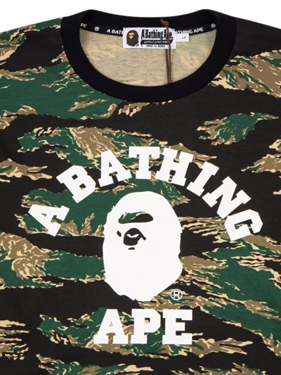 Shop A Bathing Ape Tiger Camo Layered Long-sleeve T-shirt In Grün