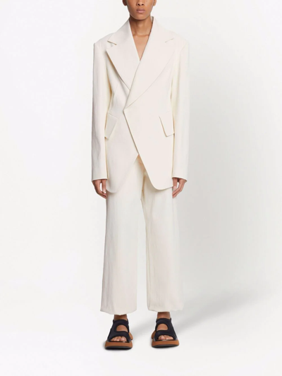 Proenza Schouler Midweight Linen Blazer In Weiss