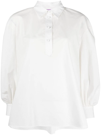 Shop La Doublej Poet-sleeve Poplin Blouse In Weiss