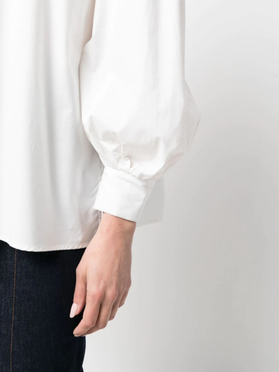La Doublej Poet-sleeve Poplin Blouse In Weiss