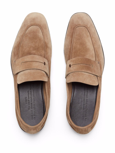 Shop Zegna Suede Penny Loafers In Braun