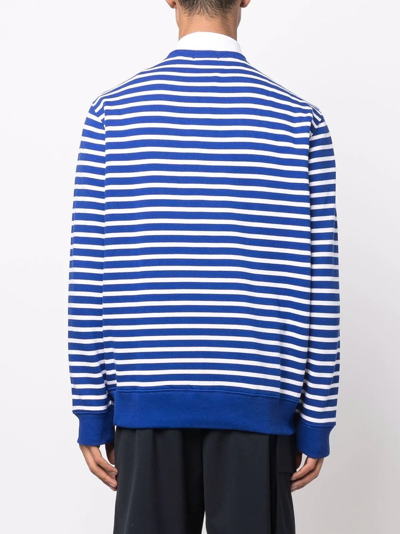 Shop Polo Ralph Lauren Bear-print Striped Sweatshirt In Blau