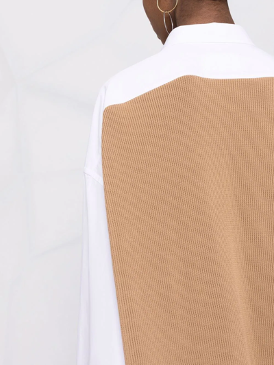 Maison Margiela Spliced Knit-detail Shirtdress In White