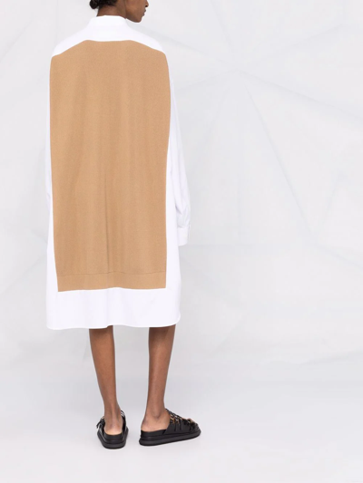 Maison Margiela Spliced Knit-detail Shirtdress In White