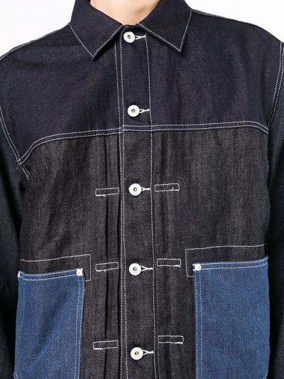 Shop Comme Des Garçons Homme Deux Patchwork Denim Style Jacket In Blue