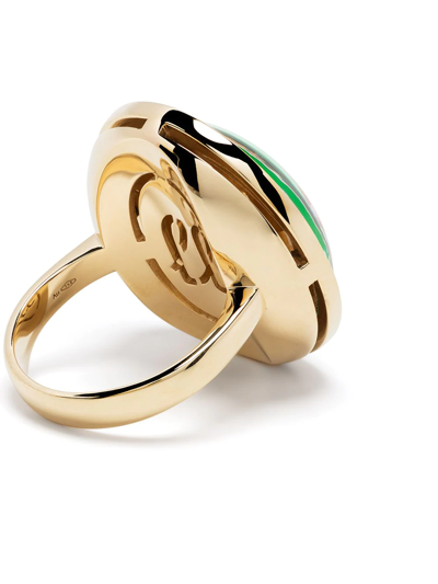 Shop Francesca Villa 18kt Yellow Gold Mary Fluo Ring In Green