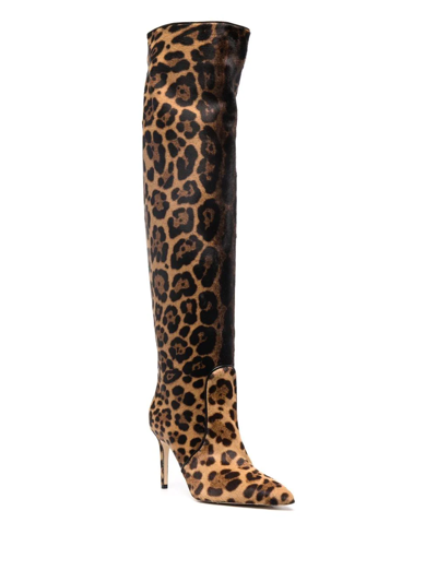 Scarosso X Brian Atwood Carra Leopard-print Boots In Brown