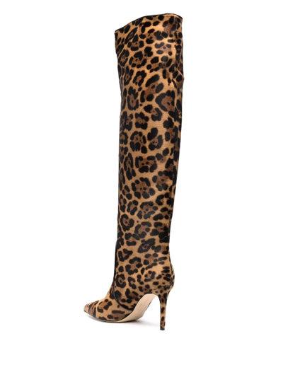Scarosso X Brian Atwood Carra Leopard-print Boots In Brown