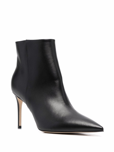 Shop Scarosso X Brian Atwood Anya Leather Ankle Boots In Black