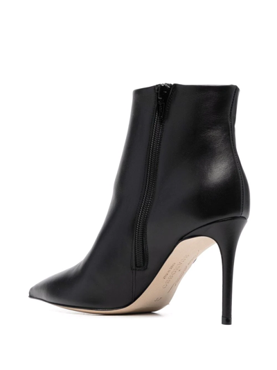 Shop Scarosso X Brian Atwood Anya Leather Ankle Boots In Black