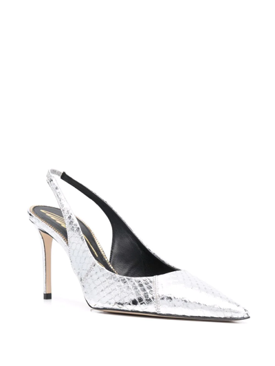 Scarosso X Brian Atwood Sutton Slingback Pumps In Silver