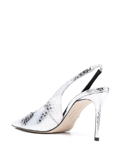 Shop Scarosso X Brian Atwood Sutton Slingback Pumps In Silver