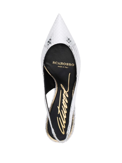Scarosso X Brian Atwood Sutton Slingback Pumps In Silver