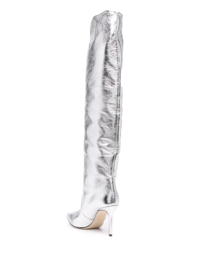 Scarosso X Brian Atwood Carra Metallic-effect Boots In Grey