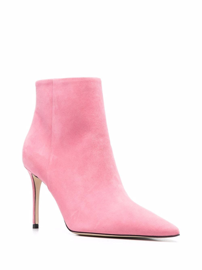Scarosso X Brian Atwood Anya Suede Ankle Boots In Pink