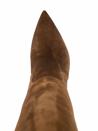 Scarosso X Brian Atwood Carra Suede Boots In Brown
