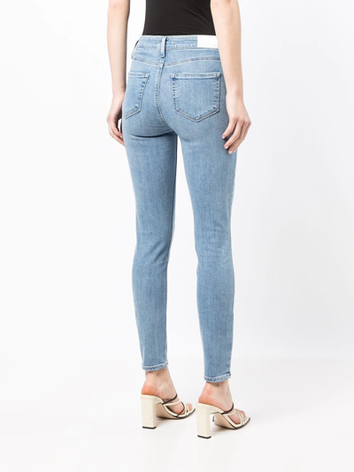 Paige Hoxton Yoke High Waist Skinny Jeans In Blue