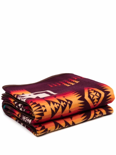 Shop Pendleton Patterned Jaquard Blanket In Rot