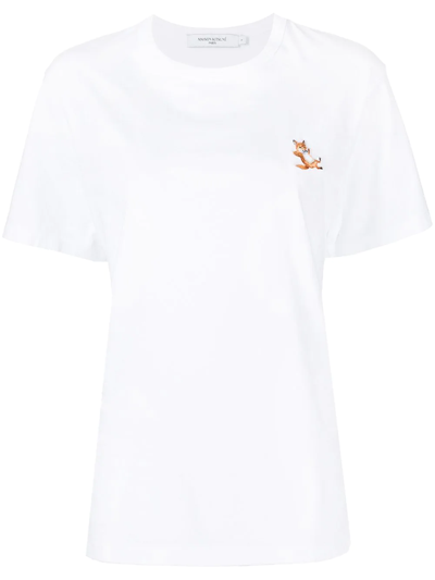 Shop Maison Kitsuné Chillax Fox Patch Cotton T-shirt In Weiss