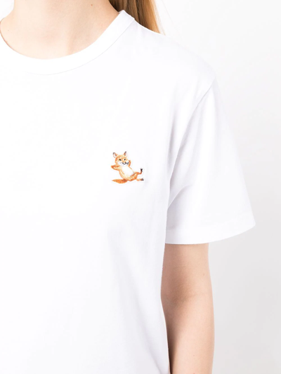 Shop Maison Kitsuné Chillax Fox Patch Cotton T-shirt In Weiss