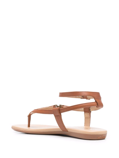 Hogan Valencia Thong Sandal In Tan Leather In Braun
